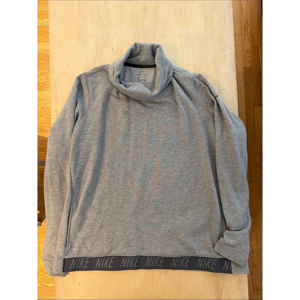 Nike Light Gray Turtleneck Funnel-Neck Sweater